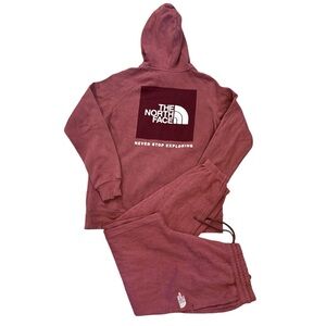 North face Joggers And Hoodie Set Women’s Sweat Suit Medium Box Logo Mauve Trave